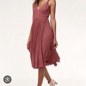 Aritzia Beaune Dress Accordion Pleated Midi Wrap Dress Size XS